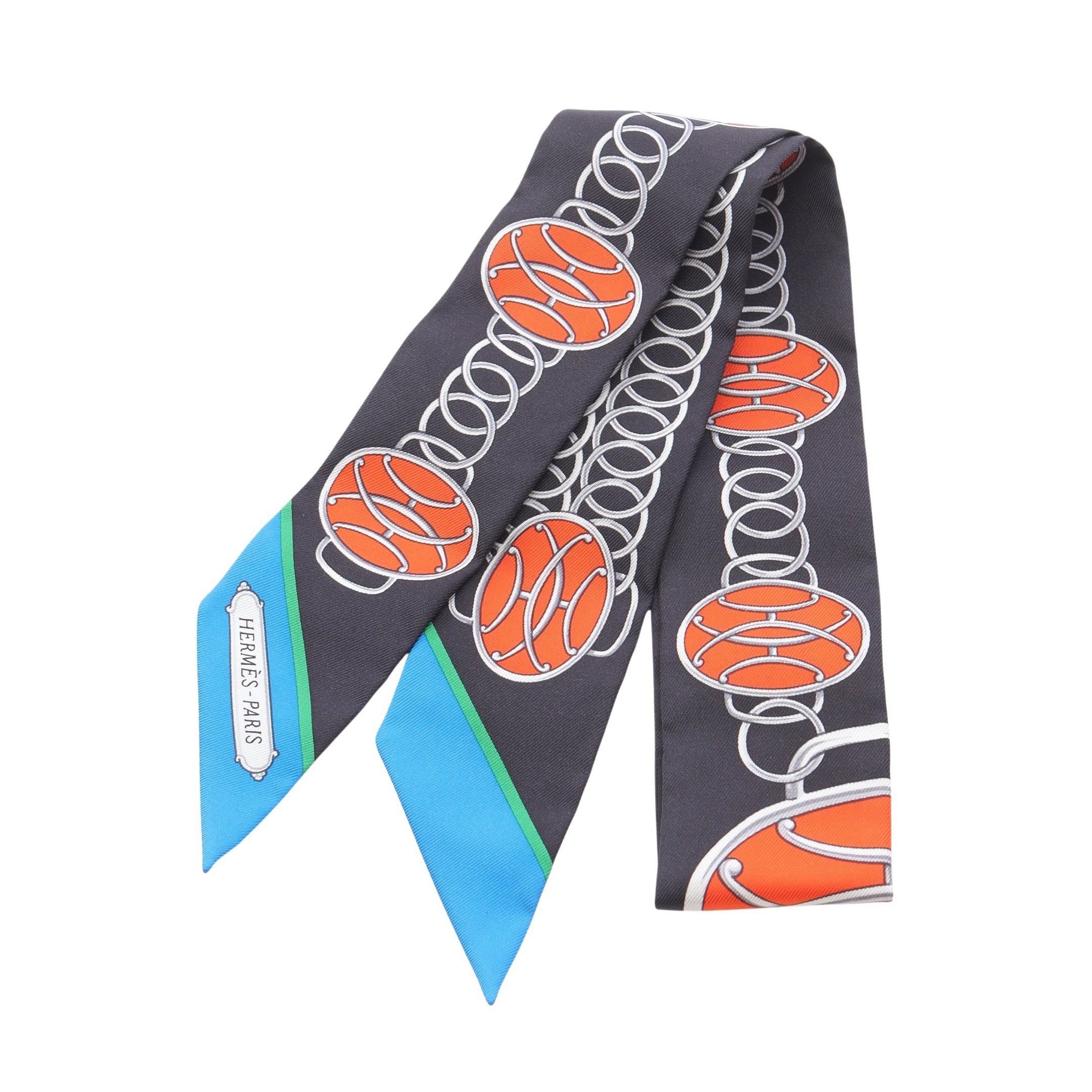 Hermes Hermes Twilly Lift Profile Scarf Silk Black Multicolor Size ONE SIZE - 1 Thumbnail