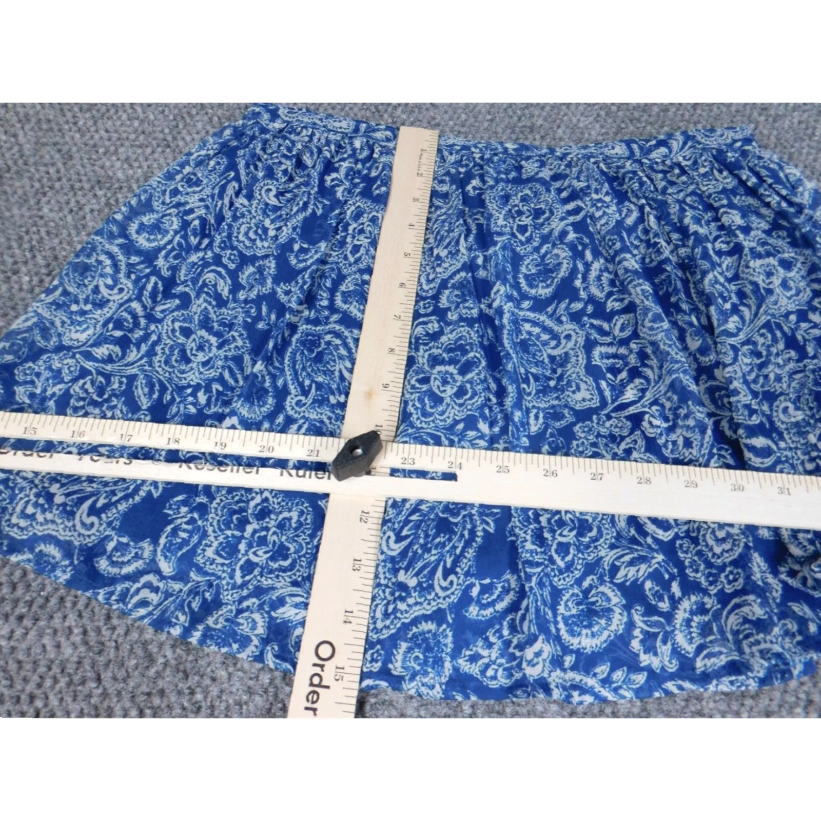 Abercrombie & Fitch VINTAGE Abercrombie & Fitch Skirt Womens M Blue Floral A-Line Short Stretch Ruffle Mid Rise Size 32" / US 10 / IT 46 - 5 Thumbnail