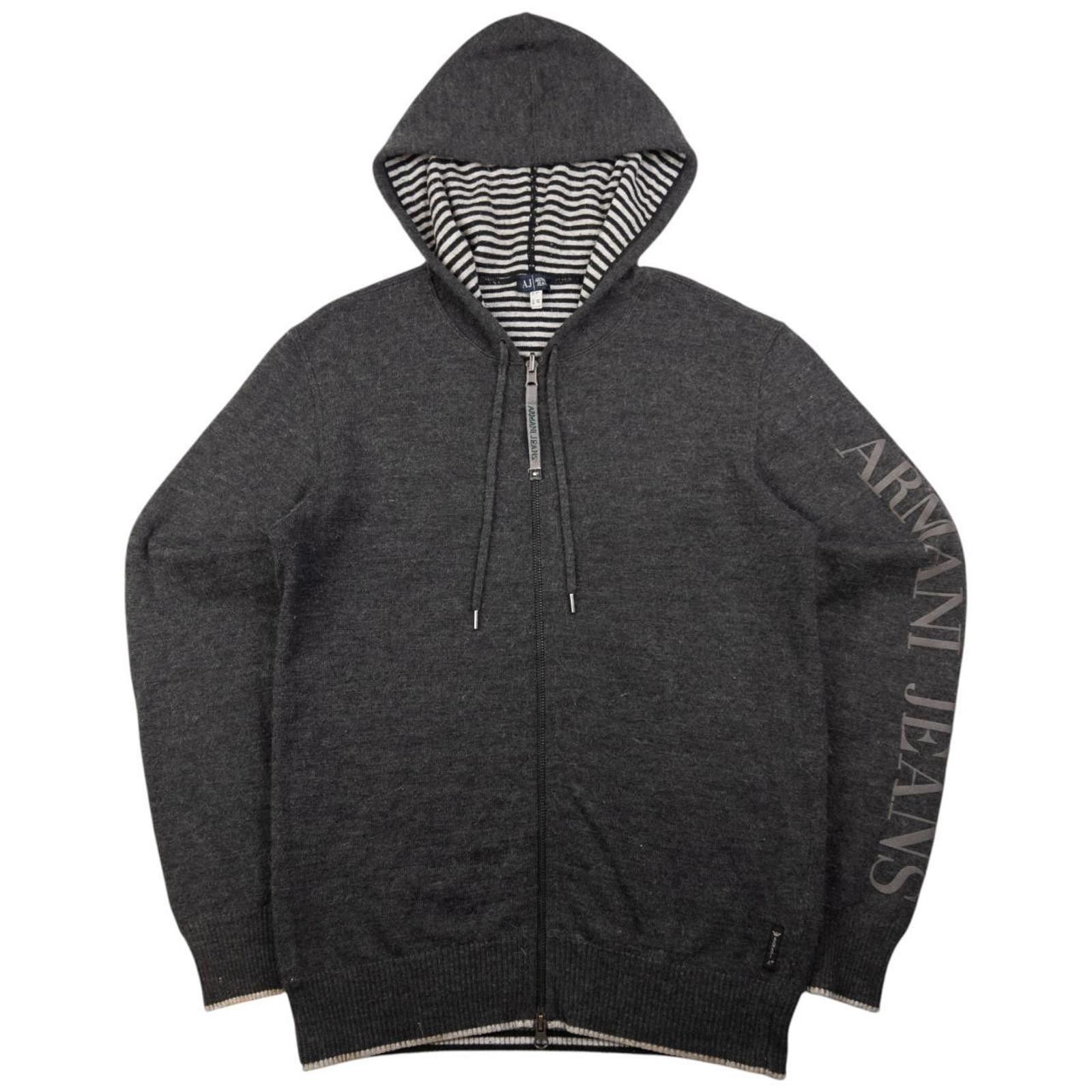 Designer Vintage Armani Jeans Zip Up Hoodie Size M Size US M / EU 48-50 / 2 - 1 Thumbnail