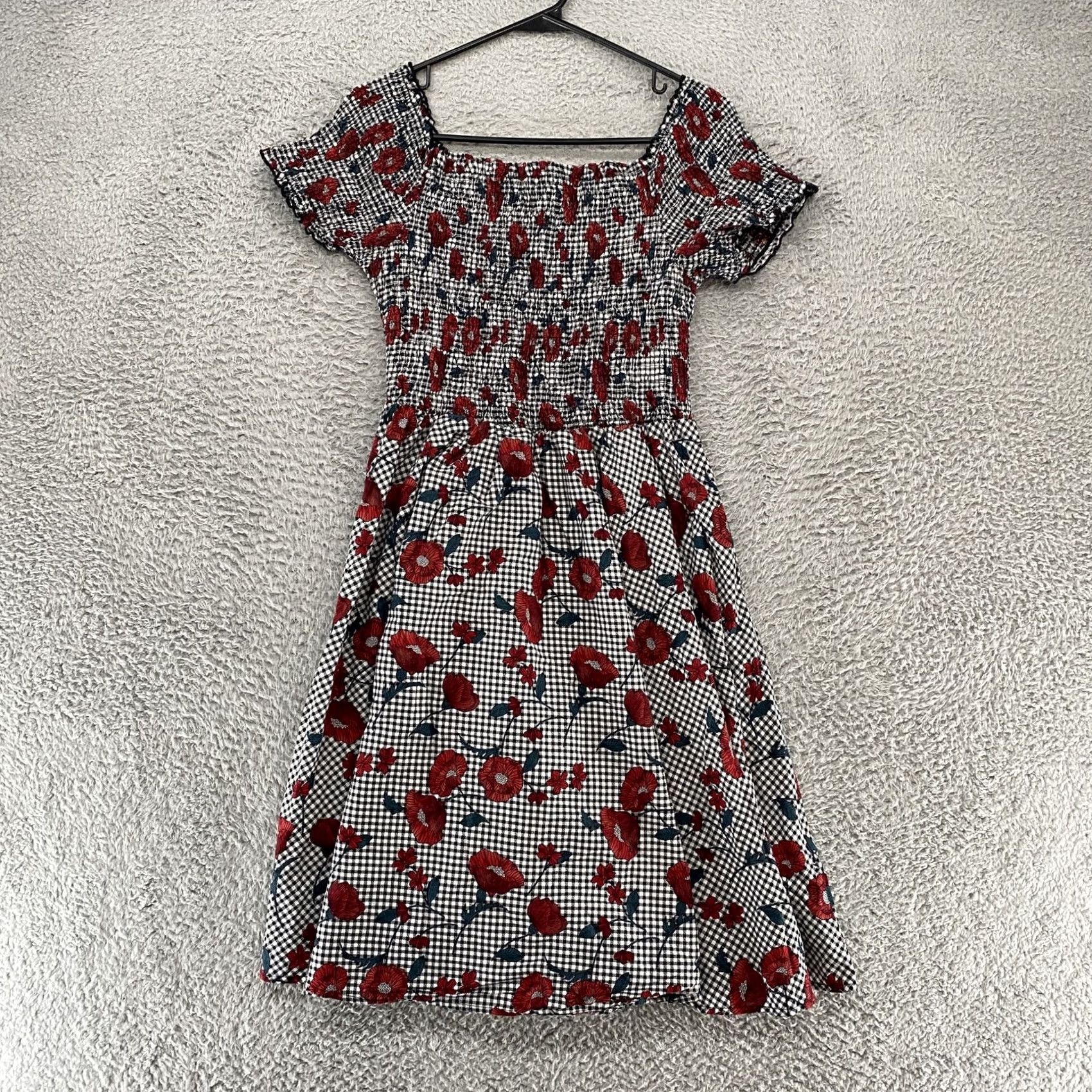 Vintage VINTAGE City Chic Dress Womens XS/14 Off Shoulder Gingham Floral Pockets Fit Flare Size XL / US 12-14 / IT 48-50 - 2 Thumbnail