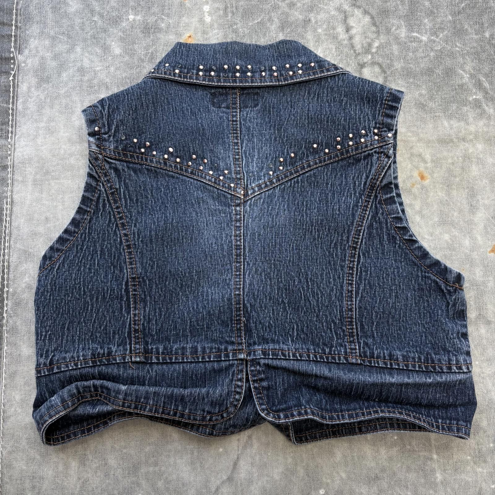 Vintage Vintage Y2K Dark Wash Denim Studded Western Grunge Vest Size S / US 4 / IT 40 - 4 Thumbnail