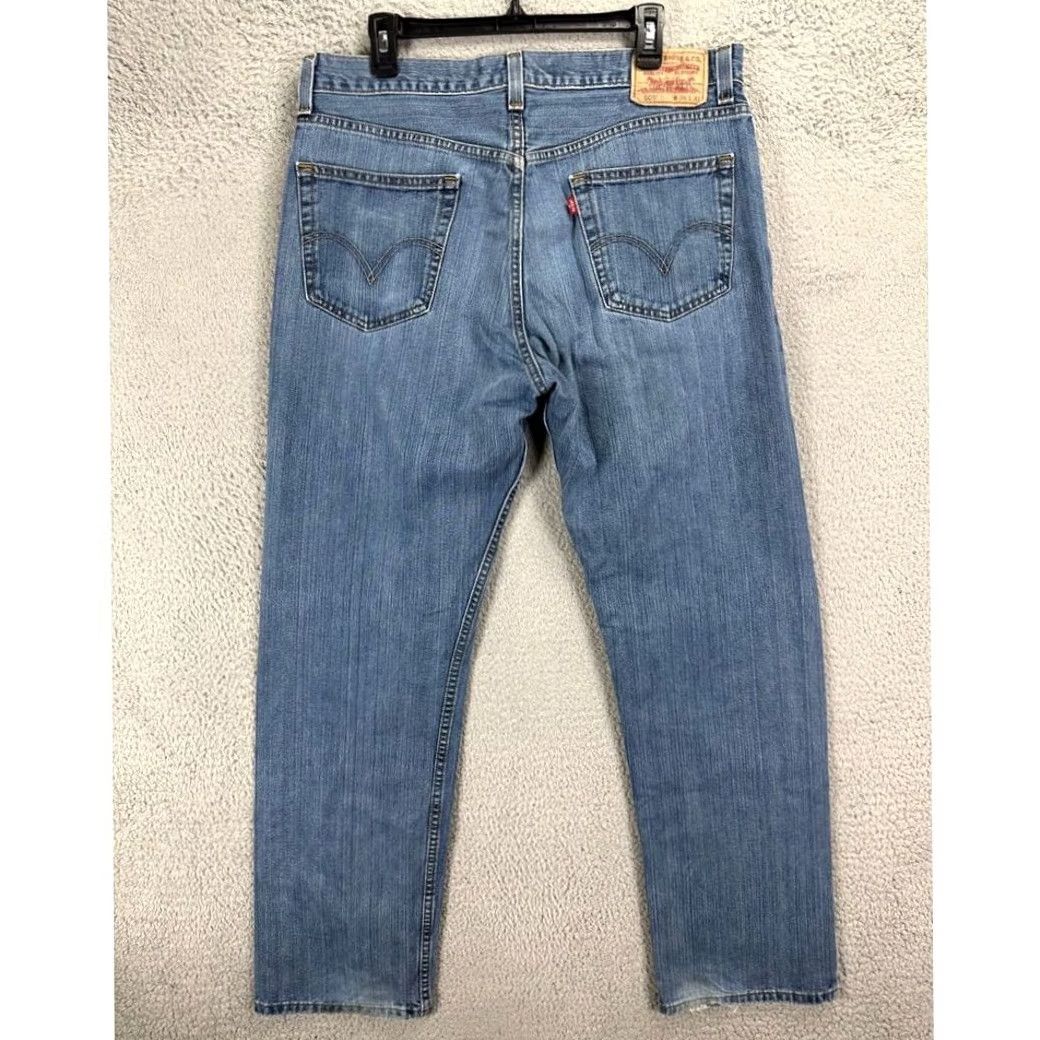 Levi's Levi's 505 Jeans Mens 36X32 Blue Distressed Regular Fit Straight Denim Red Tab Jeans Size US 36 / EU 52 - 2 Thumbnail