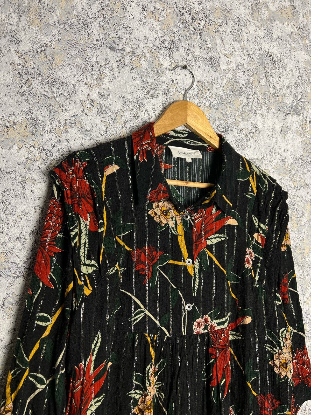 Designer × ba&sh Ba&sh Dress Women Medium Floral Print Retro 3/4 Sleeve Size XS / US 0-2 / IT 36-38 - 2 Thumbnail