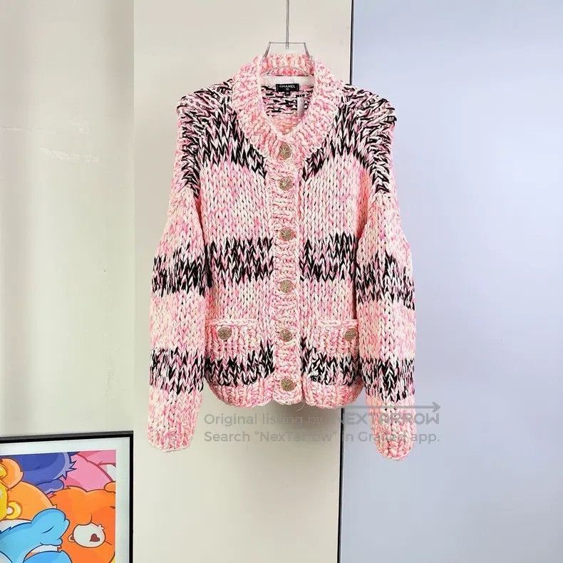 Chanel Chanel 20S Roof Series Pink Thick Line Knitted Cardigan co Size XS / US 0-2 / IT 36-38 - 2 Thumbnail