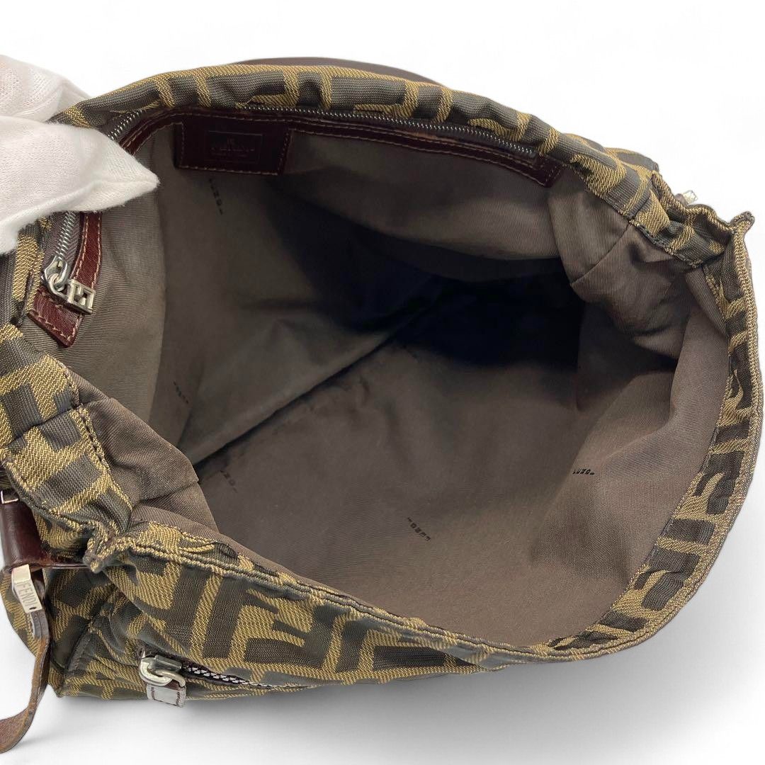 Fendi Fendi - Canvas Leather Shoulder Bag Handbag Brown Monogram Size ONE SIZE - 6 Thumbnail