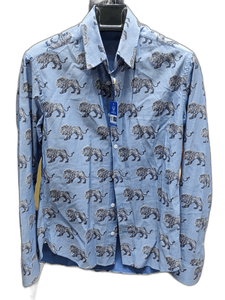 Louis Vuitton LV Blue Lion Print Long Sleeve Shirt Size US M / EU 48-50 / 2 - 1 Thumbnail