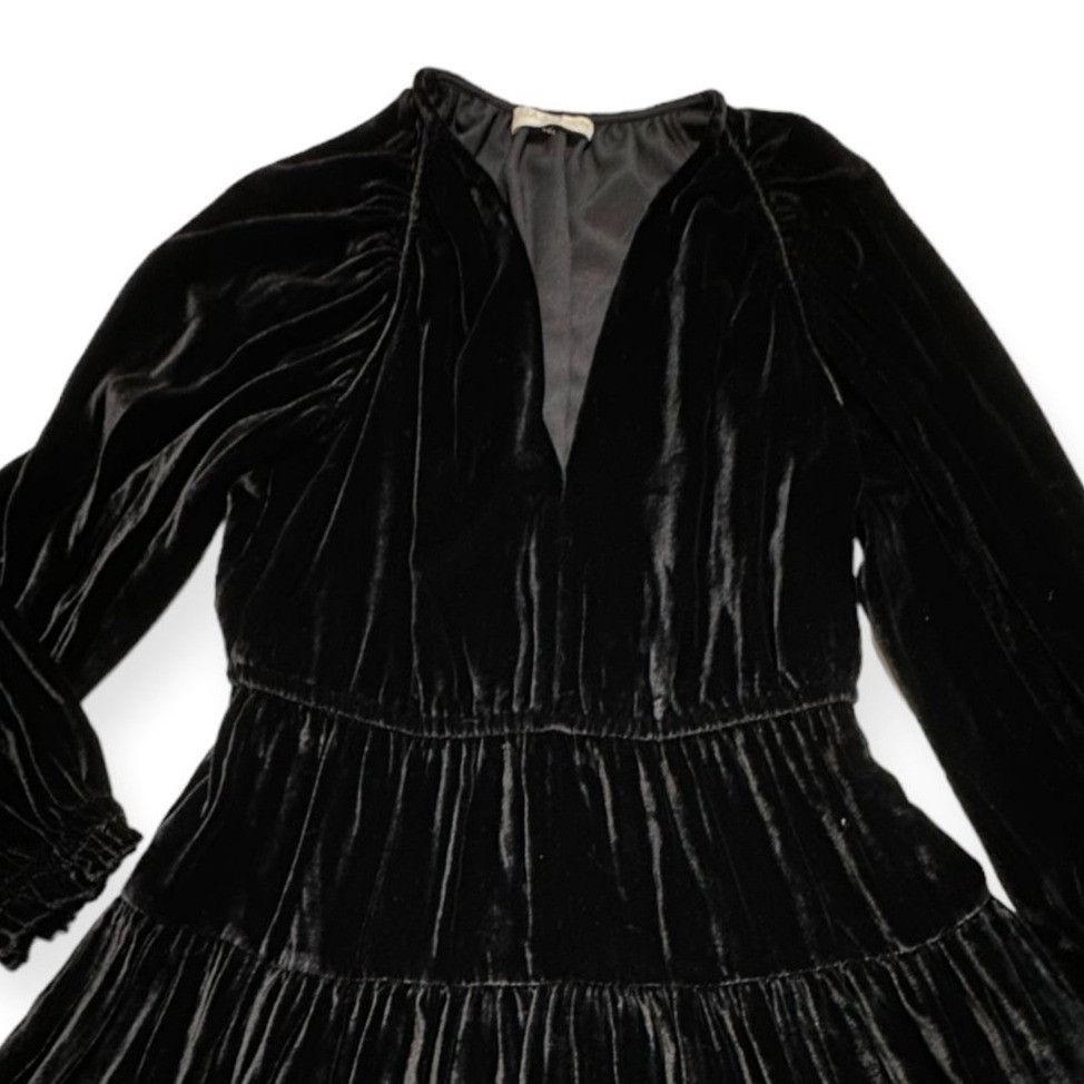 Ulla Johnson ULLA JOHNSON Audrey Tiered Puff-sleeve Velvet Mini Dress In Size M / US 6-8 / IT 42-44 - 7 Thumbnail