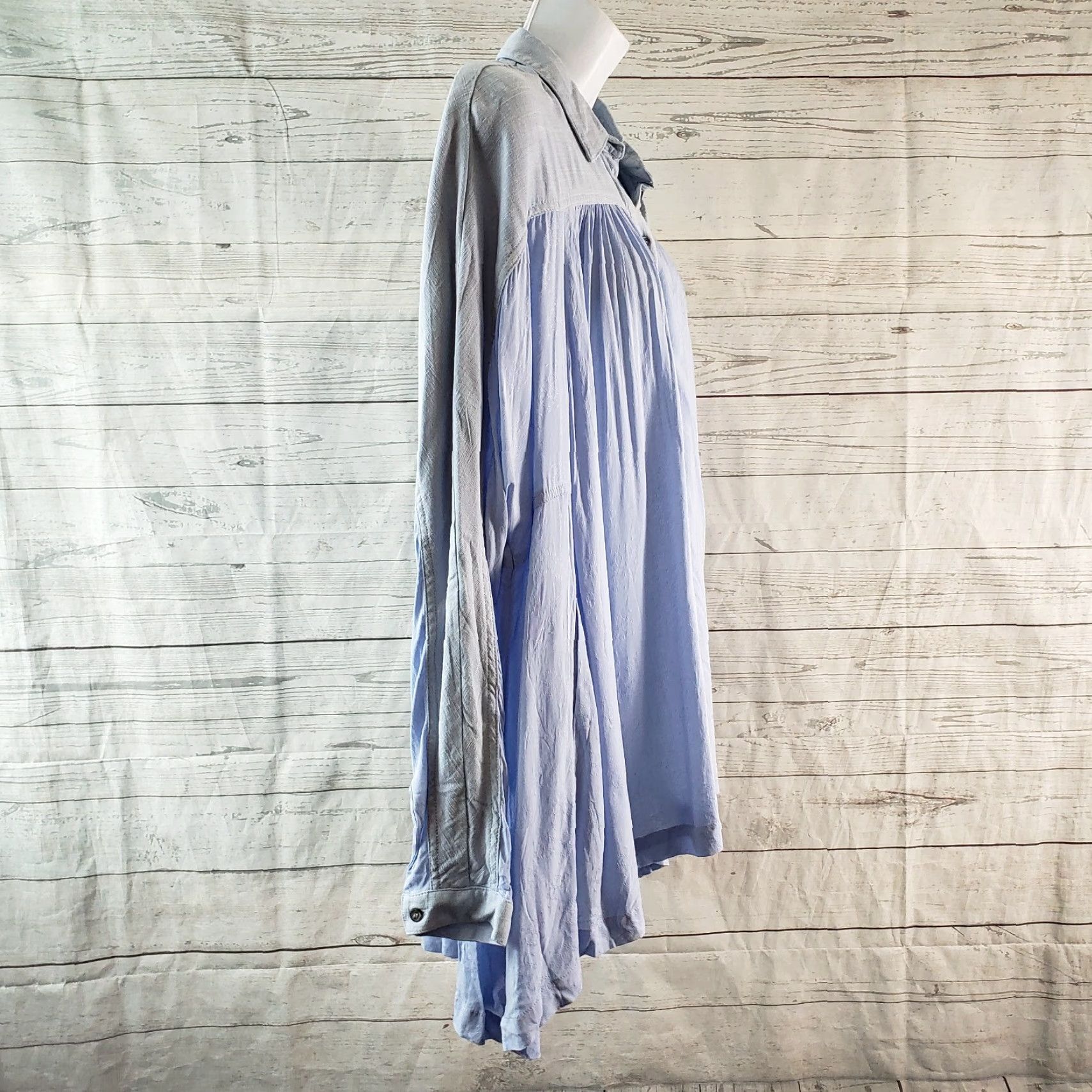Free People Free People Womens Lovely Day Button Down Top Shirt XS Small Blue Long Sleeve Size S / US 4 / IT 40 - 3 Thumbnail