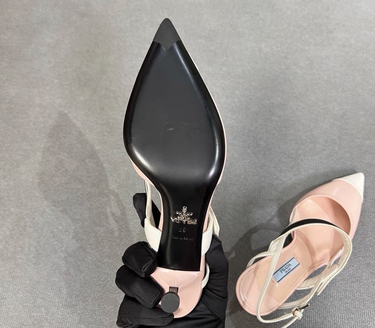 Prada Prada Runway Pink & White Pointed-Toe Stiletto Heels Size US 7 / IT 37 - 6 Thumbnail