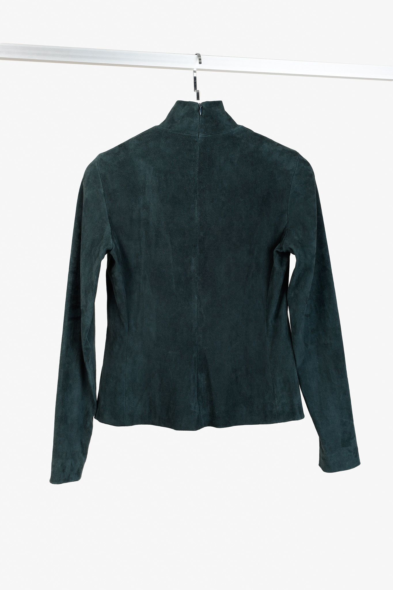 The Row The Row Beatty Dark Green Stretch-Suede Turtleneck Top Size M / US 6-8 / IT 42-44 - 2 Thumbnail