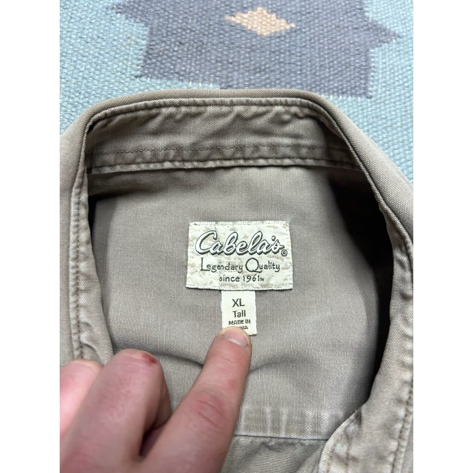 Vintage VINTAGE Cabela's Button-Up Shirt Long Sleeve Canvas Gray Outdoor XL Tall Mens Size US XL / EU 56 / 4 - 6 Thumbnail