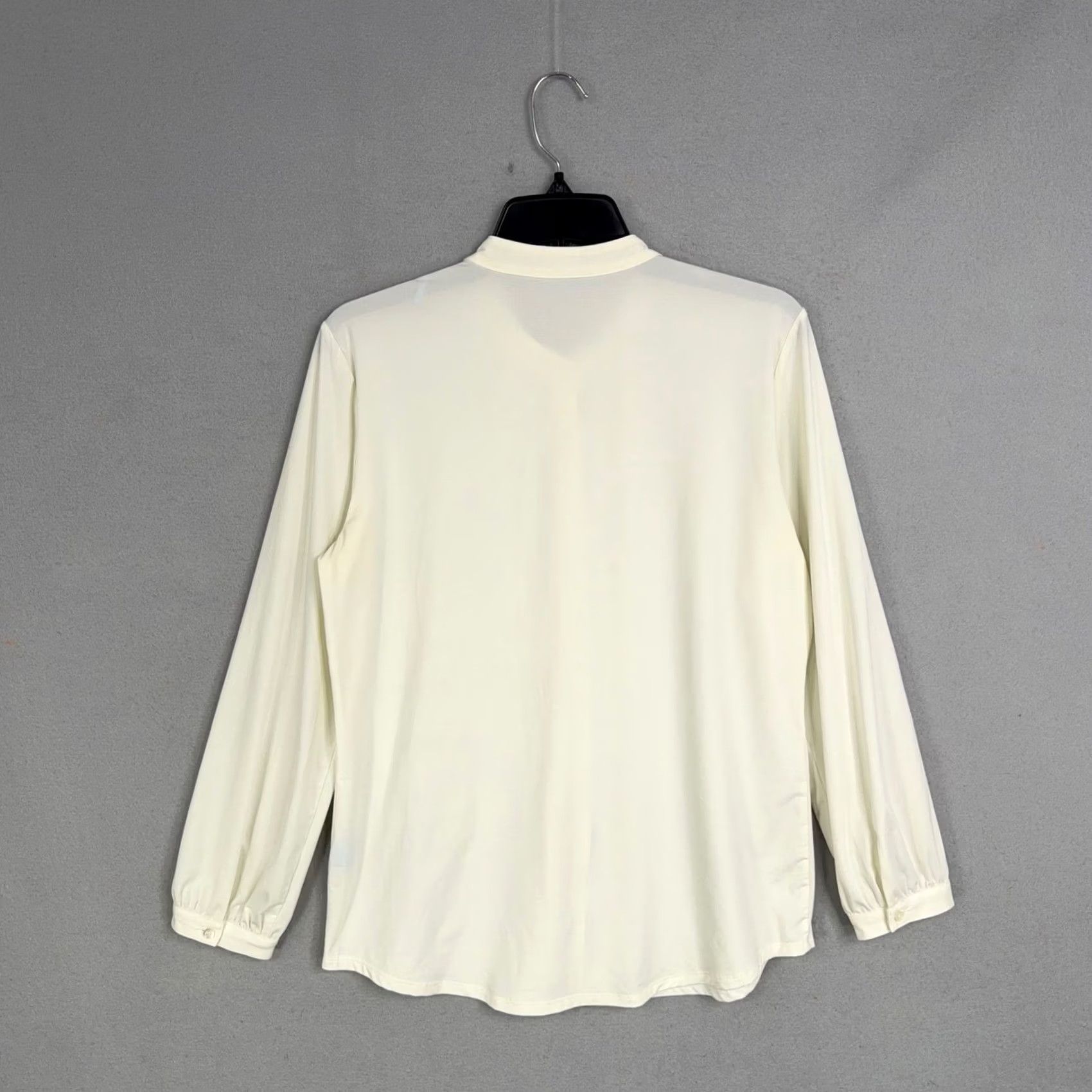 J.McLaughlin J. McLaughlin Blouse Womens M Cream Solid Pintuck Pleated Stretch Classic Size M / US 6-8 / IT 42-44 - 5 Thumbnail