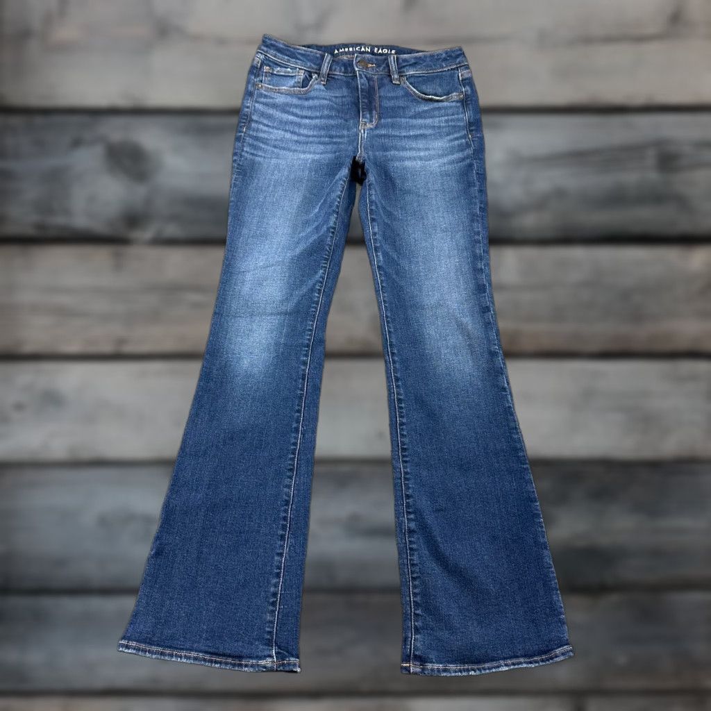 American Eagle Outfitters American Eagle Jeans Womens 8 Blue Mid Rise Kick Boot Bootcut Dark Wash Stretch Size 30" / US 8 / IT 44 - 1 Thumbnail
