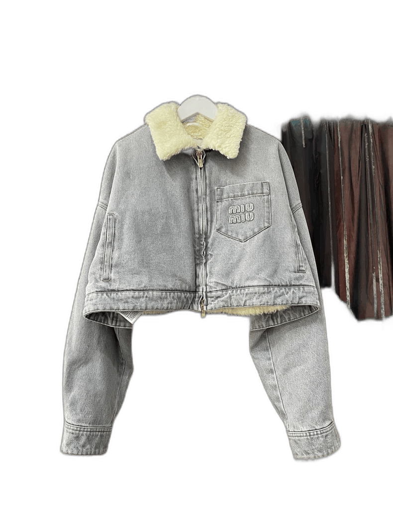 Miu Miu Miu Miu Shearling Denim Jacket Size 38 Size US S / EU 44-46 / 1 - 1 Thumbnail