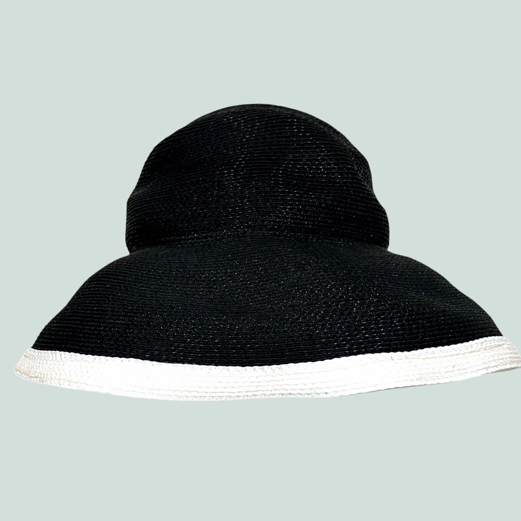 Vintage VINTAGE Frank Olive Women Bucket Hat Woven Black White One Size Black White Solid 50s 60s Mod Church Derby Straw Summer Party Cocktail Travel Womens Size ONE SIZE - 1 Thumbnail