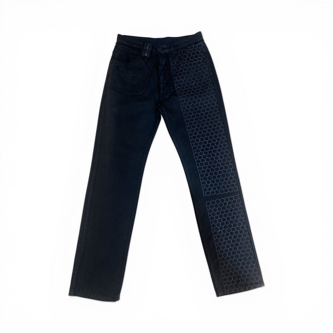 John Galliano John Galliano Honeycomb Hexagonal Pattern Black Denim Size US 31 - 1 Thumbnail