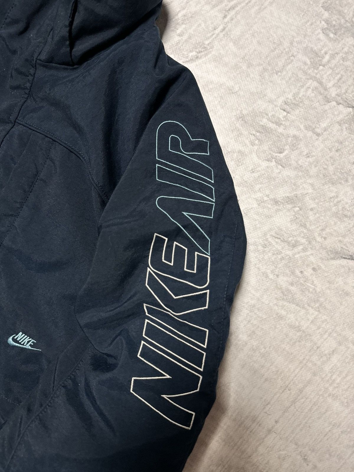 Nike × Vintage 00s Nike Vintage Drill Airmax Oversize Down Hooded Jacket Size US XL / EU 56 / 4 - 6 Thumbnail