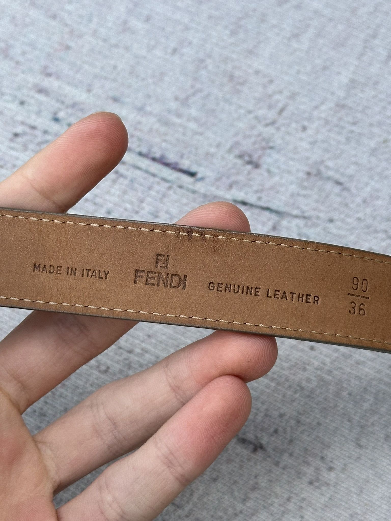 Fendi Belt Glass Buckle Shiny Reflective Champagne Gold