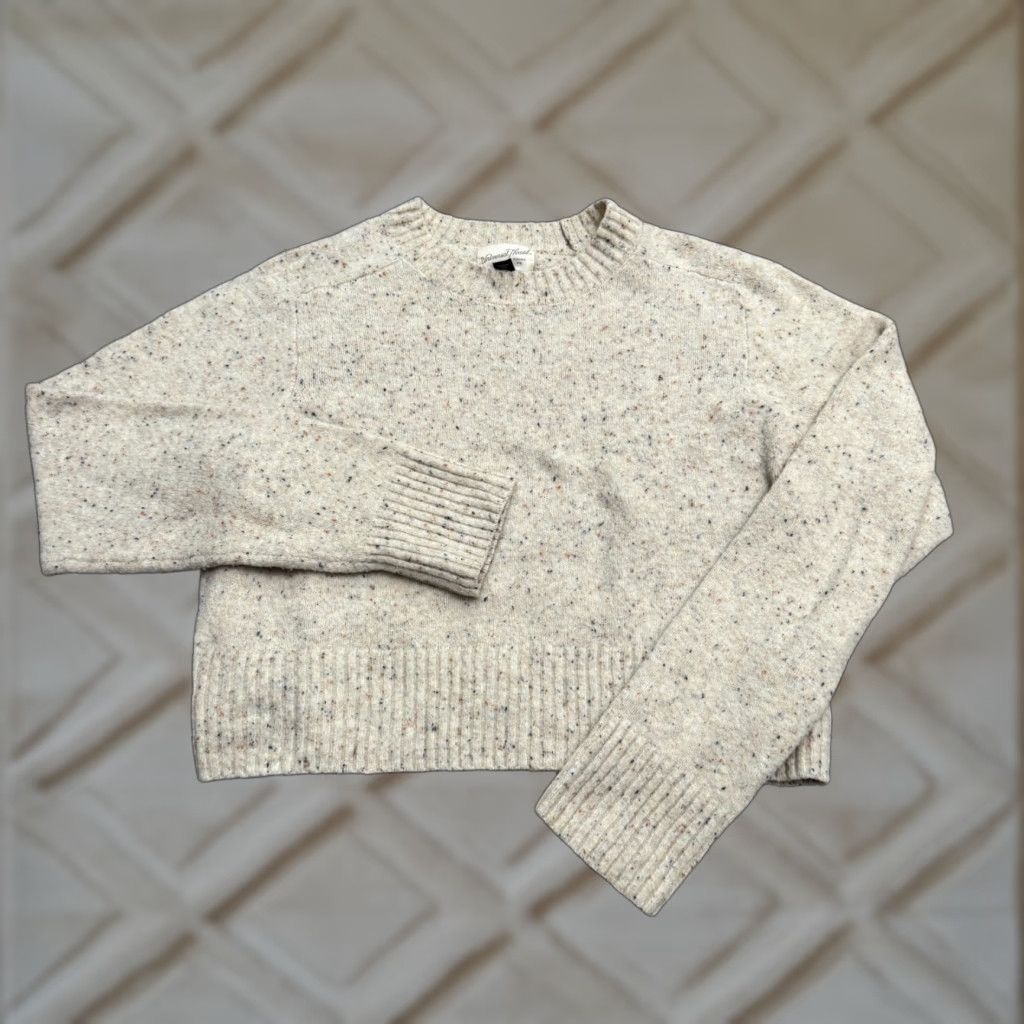 Vintage Universal Thread Speckled Cropped Pullover Sweater Womens M Oatmeal Cream Size M / US 6-8 / IT 42-44 - 1 Thumbnail
