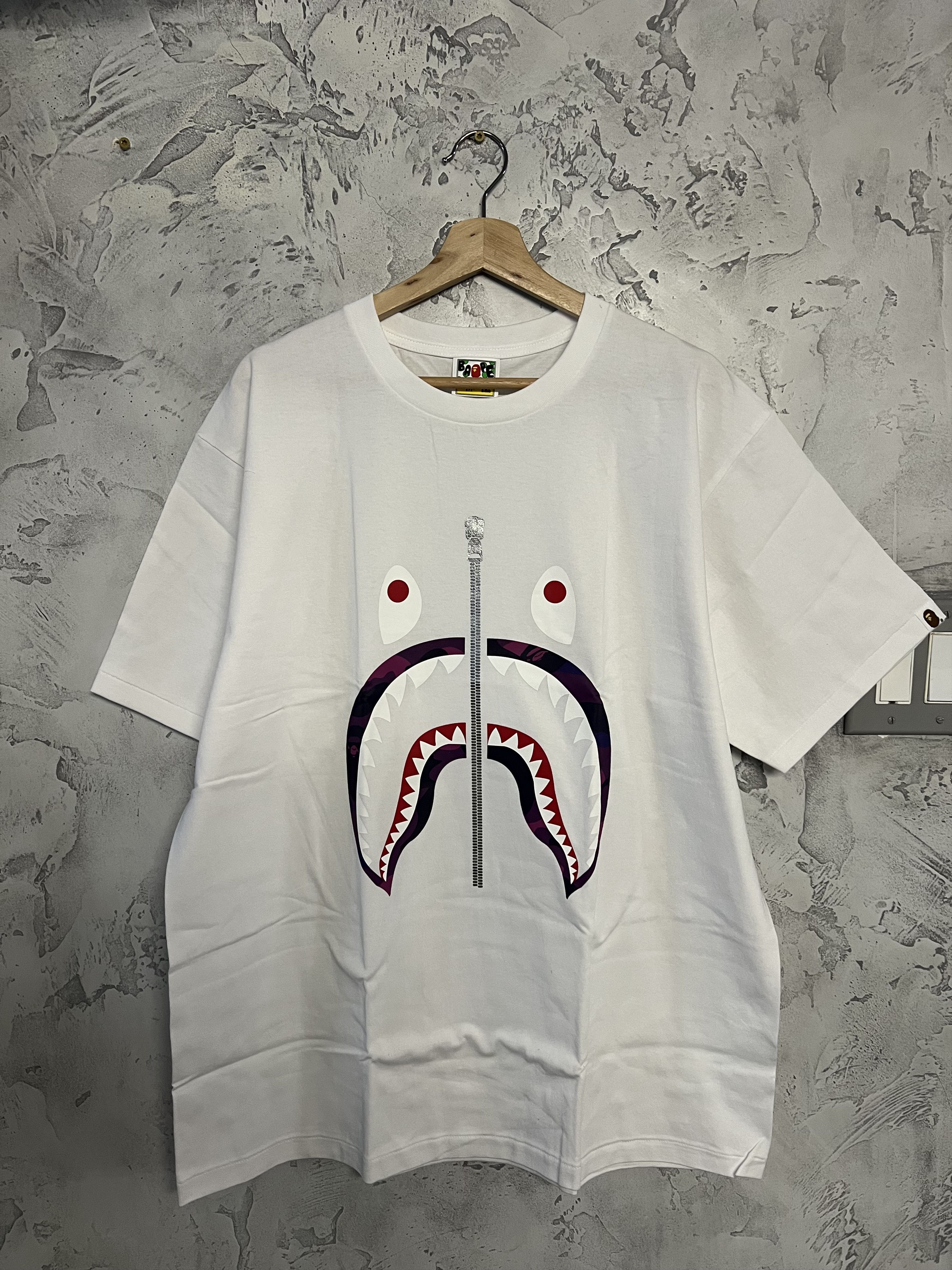 image of Bape Color Camo Shark Tee in White, Men's (Size 2XL)