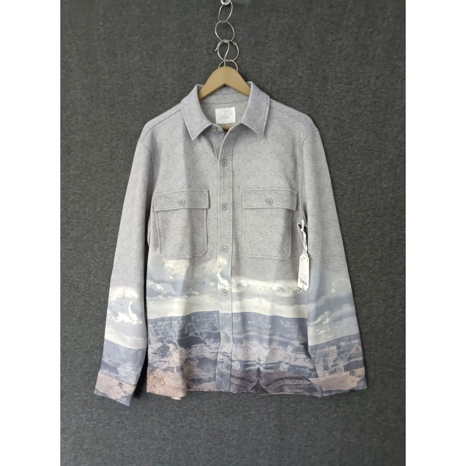 Vintage Stylus Mountain Design Button-Up Jacket S Men Heather Grey Jacket Size US S / EU 44-46 / 1 - 2 Thumbnail