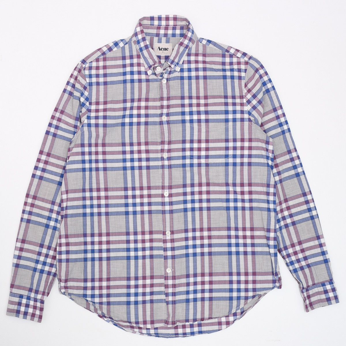 Acne Studios Acne Studios Straight Check AW10 Cotton Plaid Shirt Purple Size US M / EU 48-50 / 2 - 1 Thumbnail