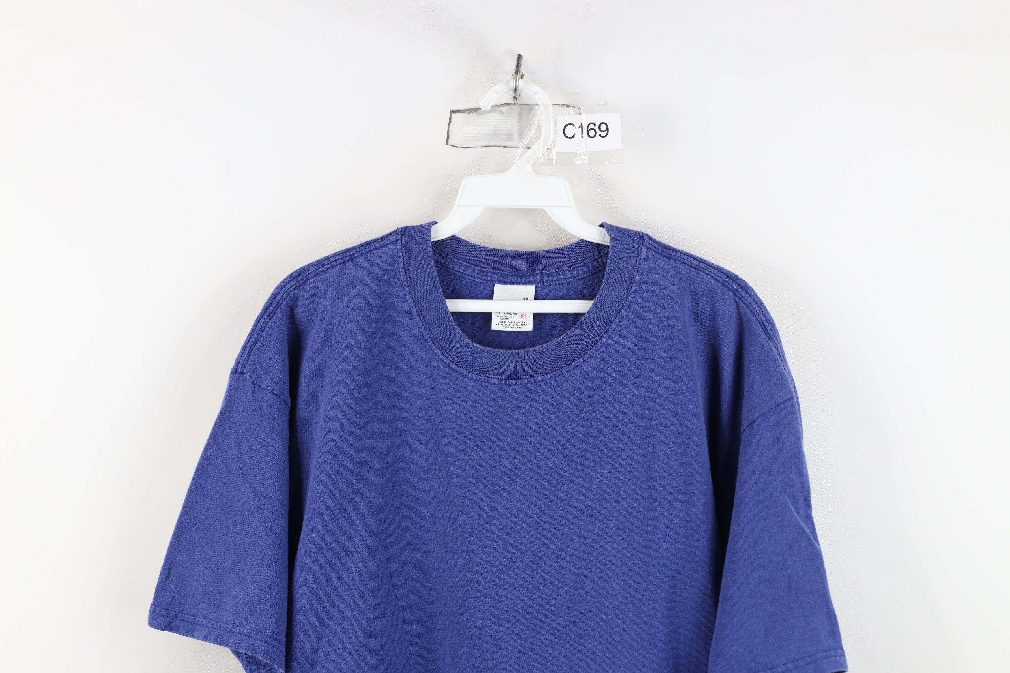 Vintage Vintage 90s Streetwear Blank Heavyweight Cotton T-Shirt Blue Size US XL / EU 56 / 4 - 2 Thumbnail