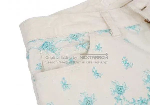 white vintage embroidered flower pants.