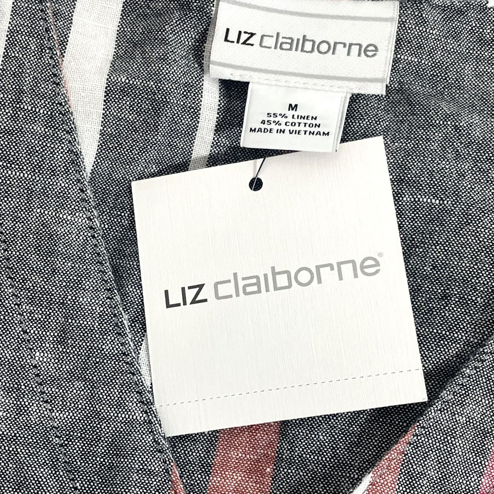 Liz Claiborne Liz Claiborne Maxi Dress Sleeveless V-Neck Multicolor Stripe M NWT Linen Cotton Knit Belted Button 2010-2019 Womens Size M / US 6-8 / IT 42-44 - 6 Thumbnail