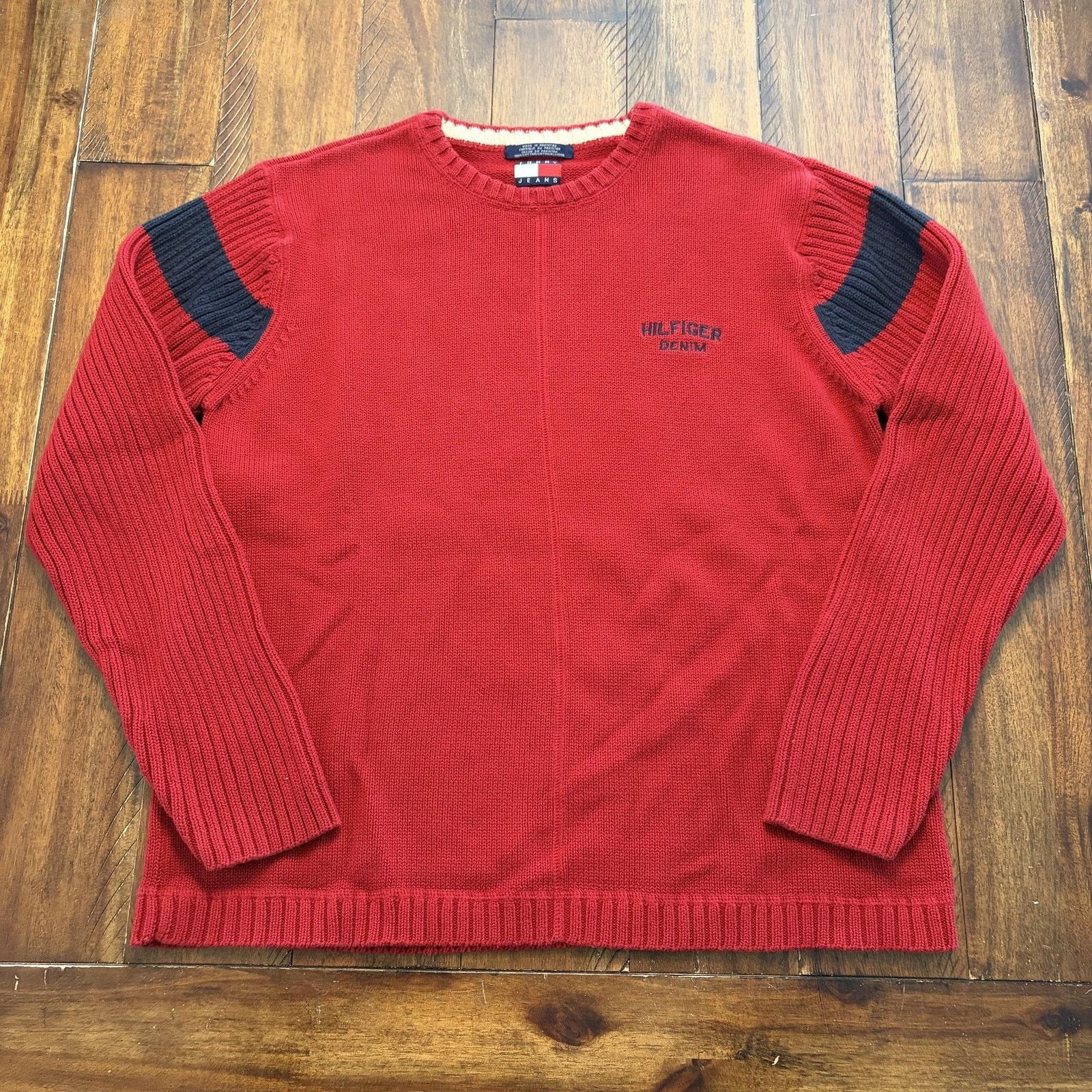 Tommy Jeans Vtg Tommy Jeans Sweater Mens Large Red Hilfiger Pullover Y2K Size US L / EU 52-54 / 3 - 2 Thumbnail