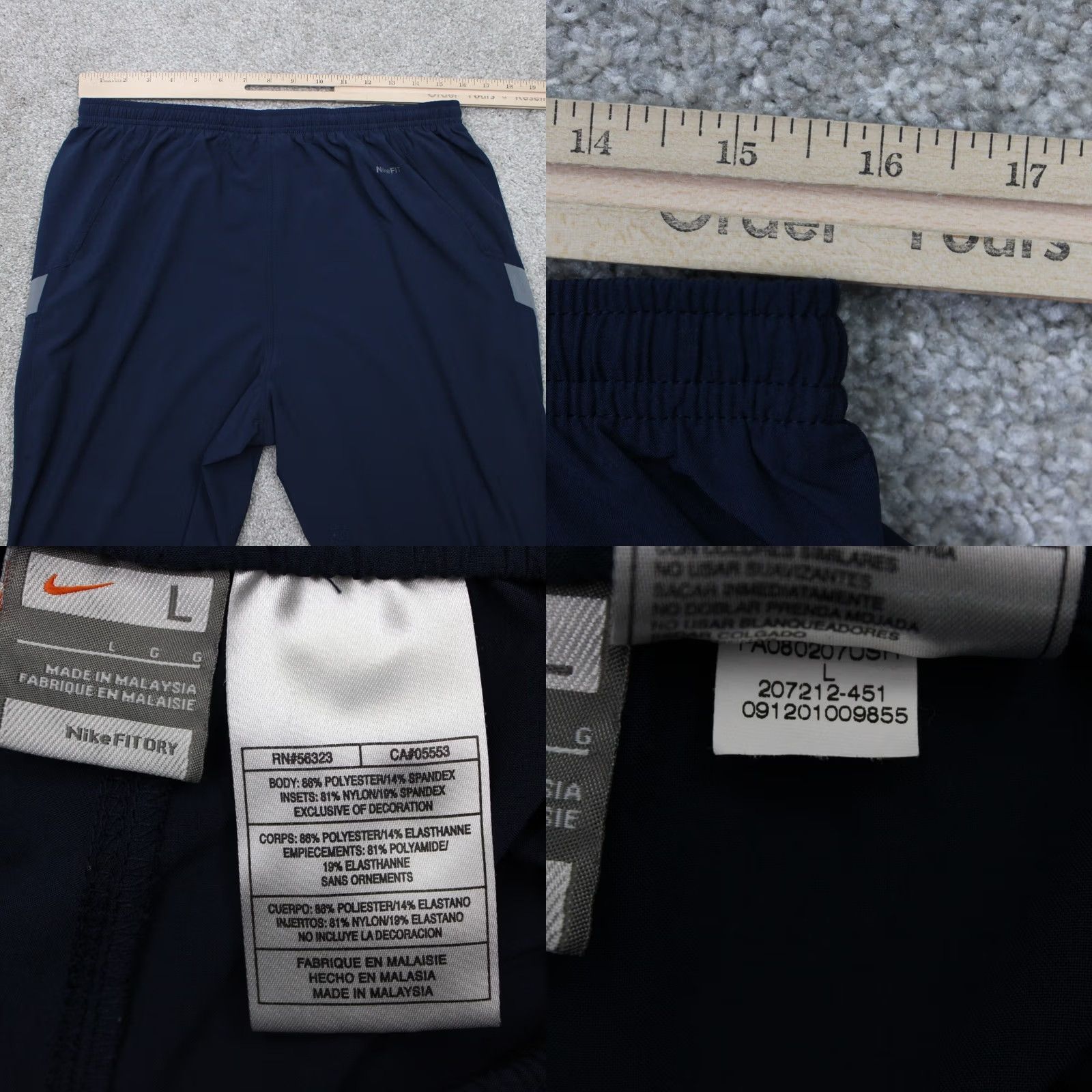 Nike Nike Pants Mens L Blue Wind FitDry Zip Ankle Golf Rain Drawstring inseam Size US 33 - 8 Thumbnail