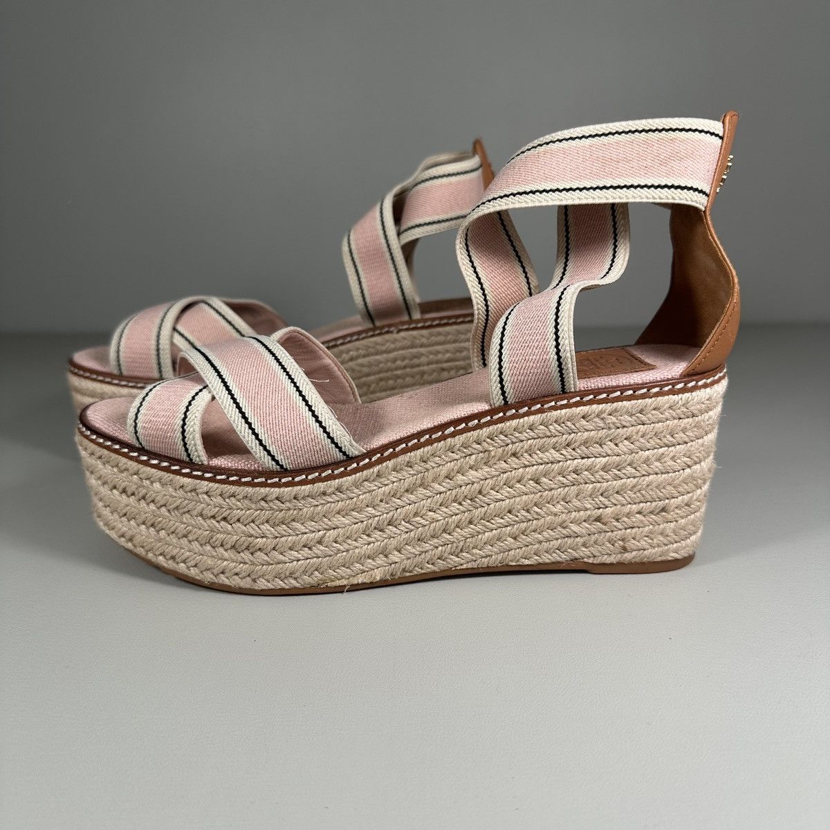 Tory Burch Tory Burch Frieda Cross Strap Blush Pink Espadrille Sandals Size US 7.5 / IT 37.5 - 1 Thumbnail