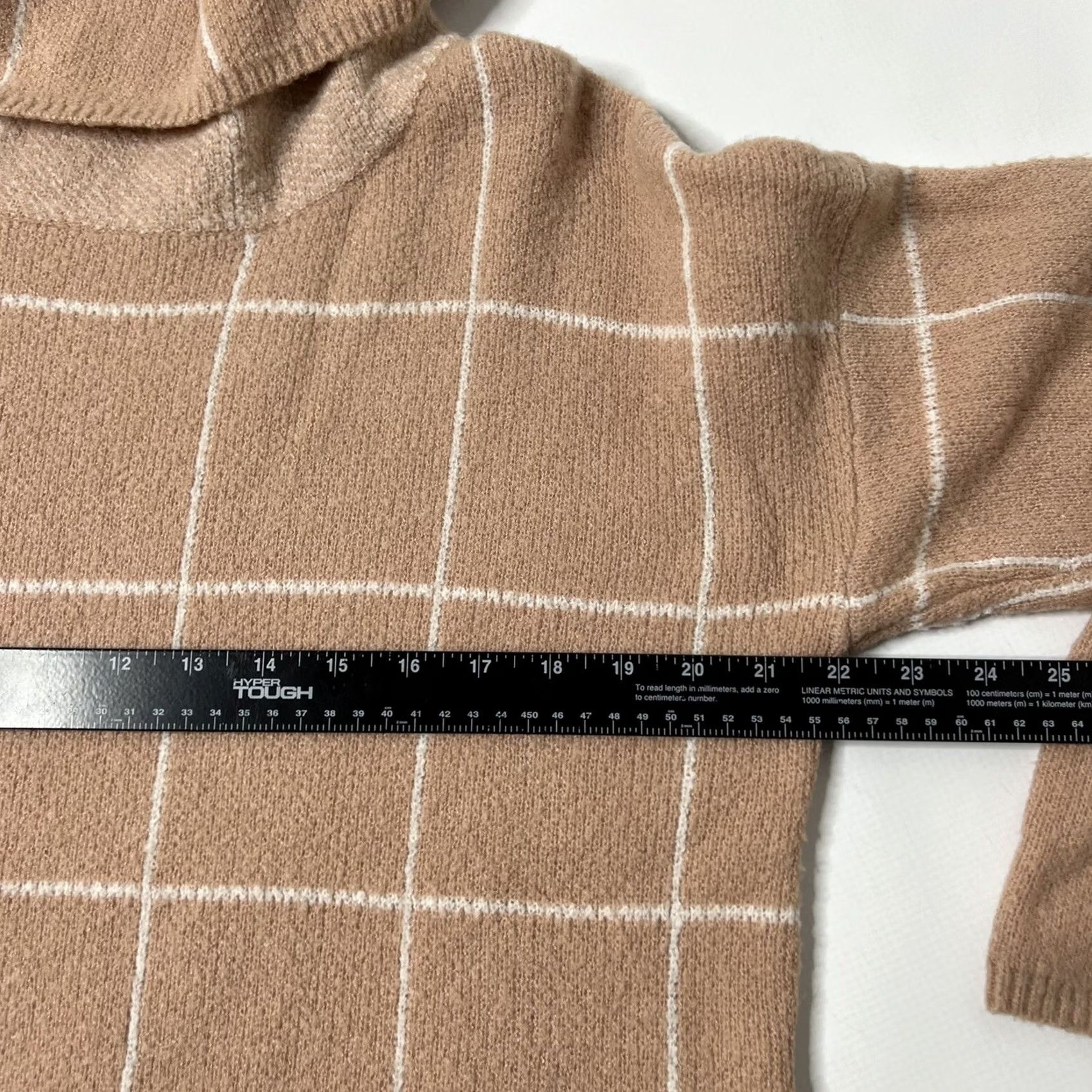 Lulus Lulus Pink Windowpane Turtleneck Pullover Sweater Womens S Dolman Knit Stretch Side Slit Size S / US 4 / IT 40 - 7 Thumbnail
