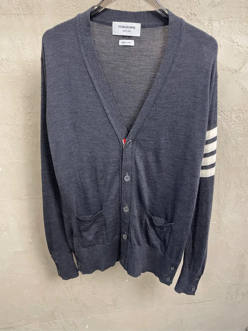 Thom Browne Thom Browne Dark gray four-striped wool cardigan jacket 250 Size US L / EU 52-54 / 3 - 3 Thumbnail