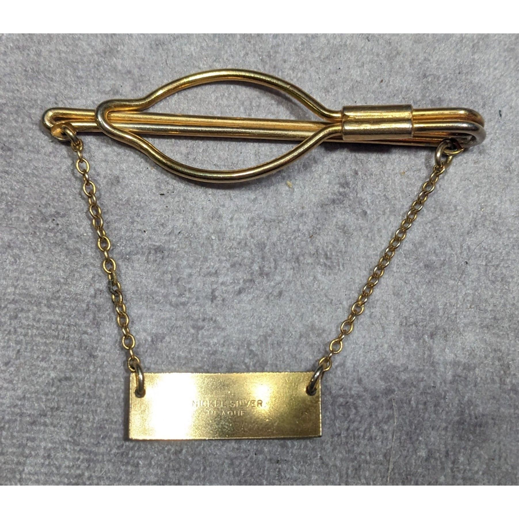 Other Vintage Nickel Silver Gold Tone Tie Bar And Chain Size ONE SIZE - 3 Thumbnail