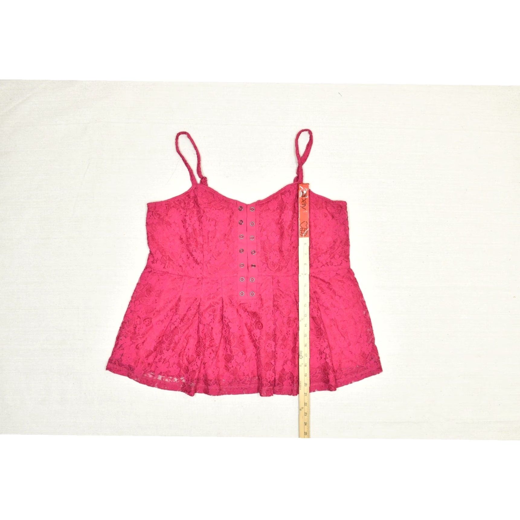 Torrid Torrid Pink Lace Peplum Cami Top Blouse Plus Size 2 Sleeveless Smocked Back Womens Shirt Summer Spring Size XS / US 0-2 / IT 36-38 - 4 Thumbnail