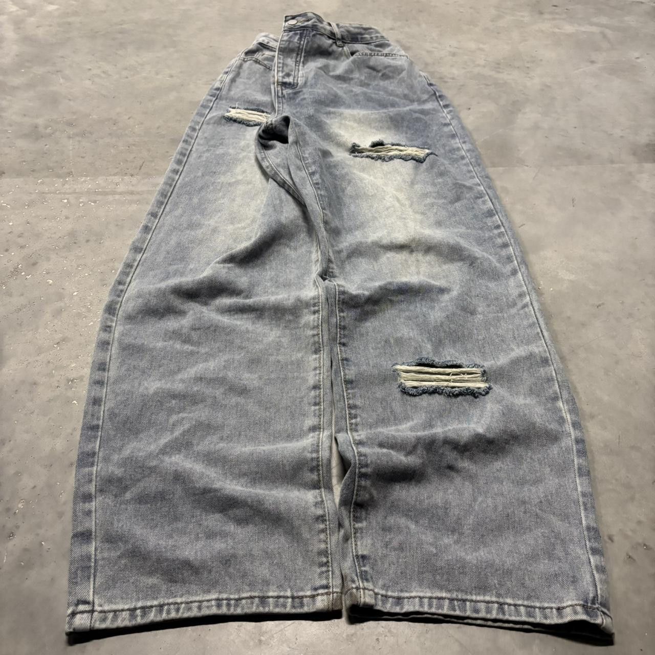 Japanese Brand × Vintage Crazy Vintage Y2K/2000s Baggy Faded Wash Distressed Skater Denim Jeans! Size US 31 - 3 Thumbnail