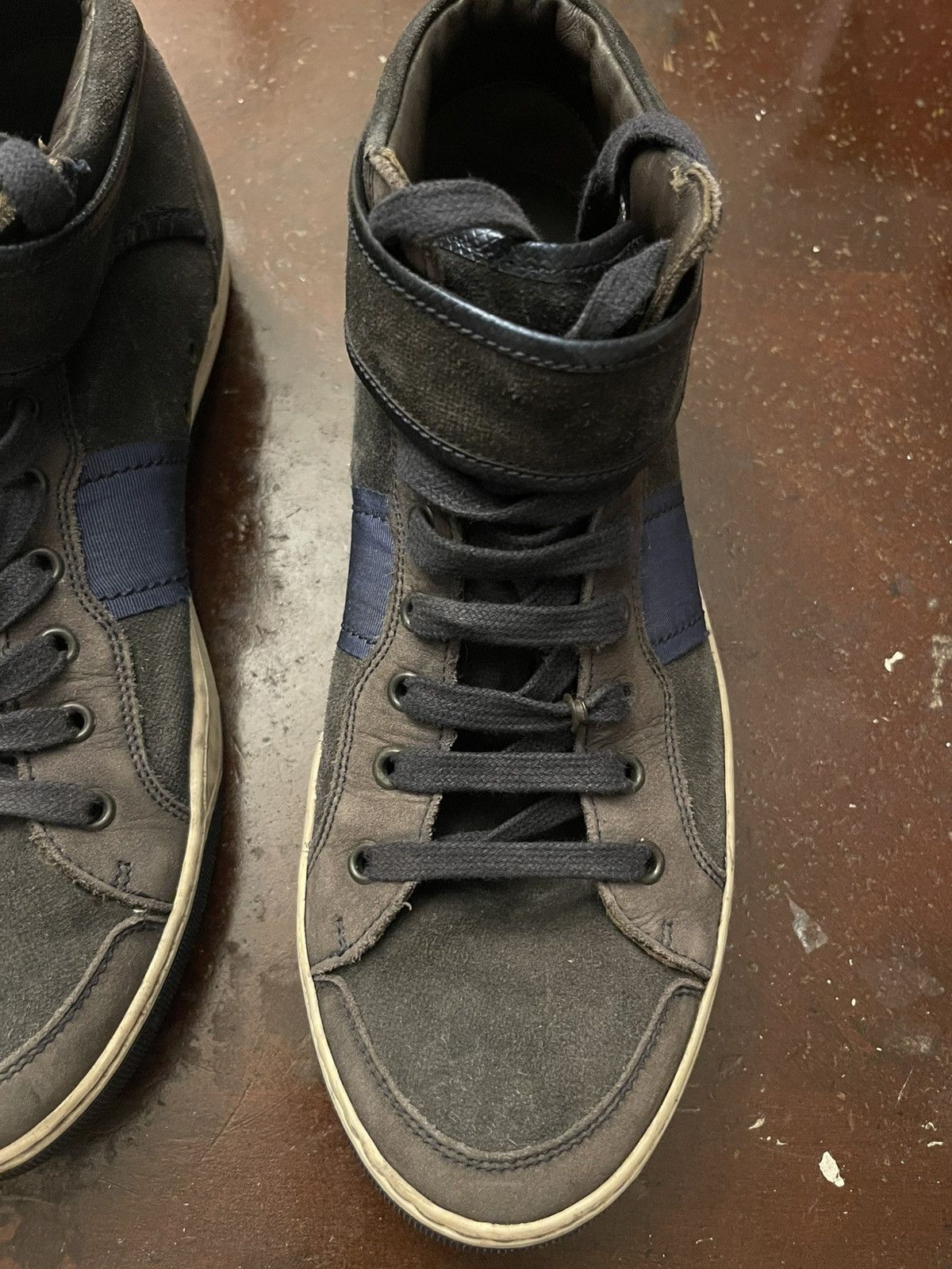 Lanvin Lanvin Mens Size 8 High Top Strap Sneakers Black Suede Size US 8 / EU 41 - 3 Thumbnail