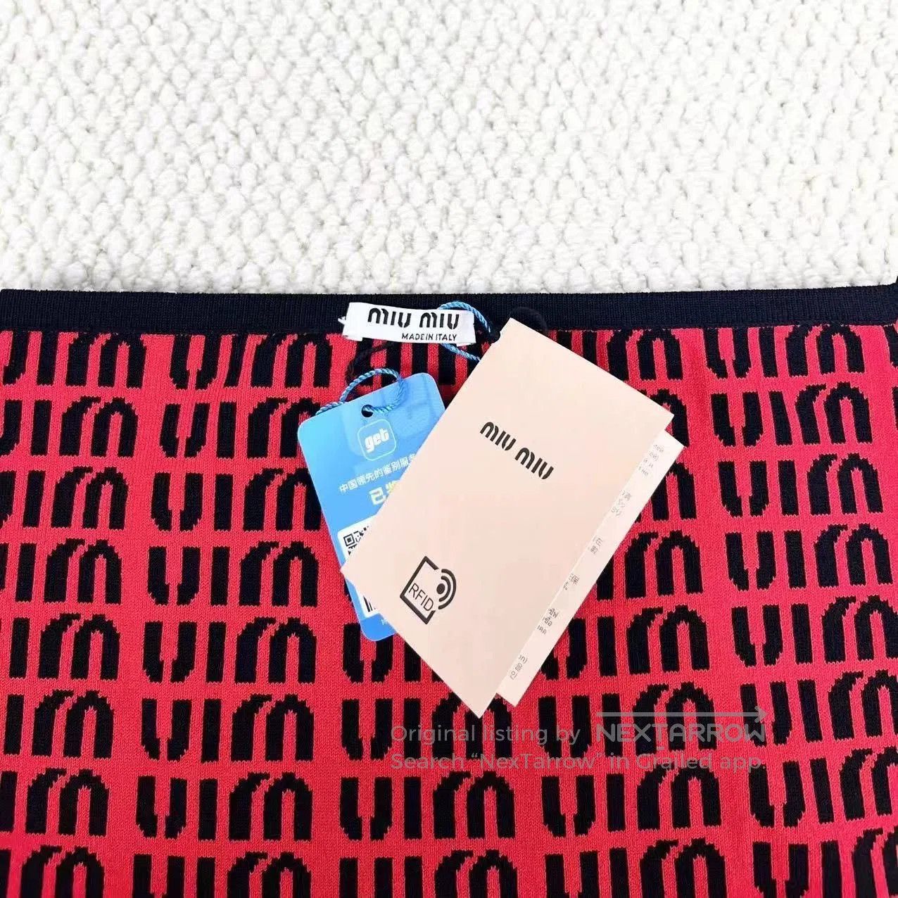 Miu Miu Miu Miu Black Red Logo Knit A. Size 35" - 3 Thumbnail