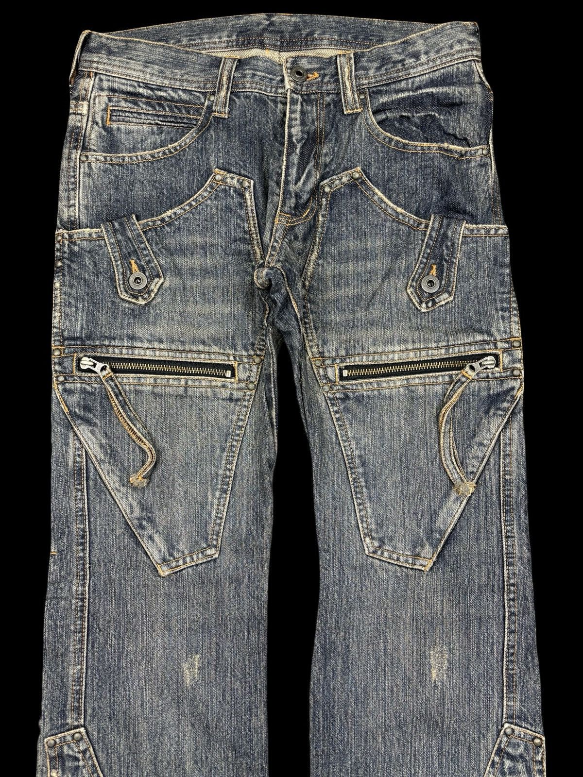 Japanese Brand 💥SUPER FLARE💥EDGE RUPERT Multipocket Flare Punk Jeans F701 Size US 29 - 4 Thumbnail