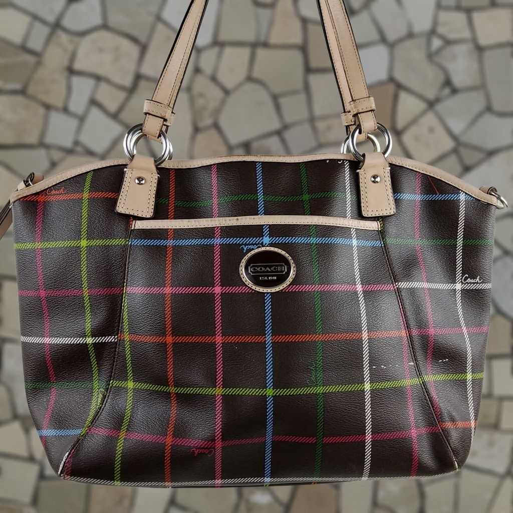 Coach Coach Peyton Tattersall Shoulder Handbag Tote Purse Leather F24390 Size ONE SIZE - 1 Thumbnail