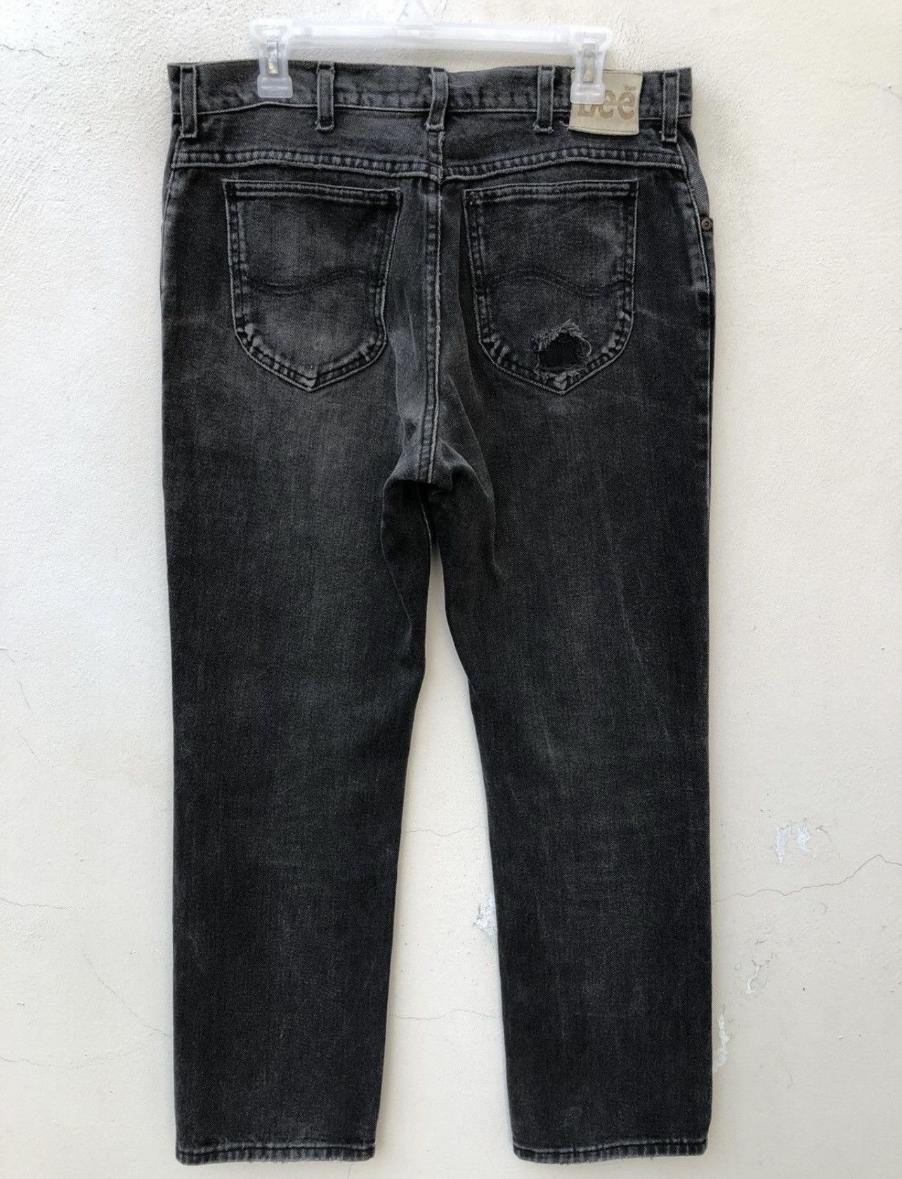 Lee Vintage 80s Lee Usa Faded Black Denim Distressed Jeans Size US 34 / EU 50 - 16 Thumbnail