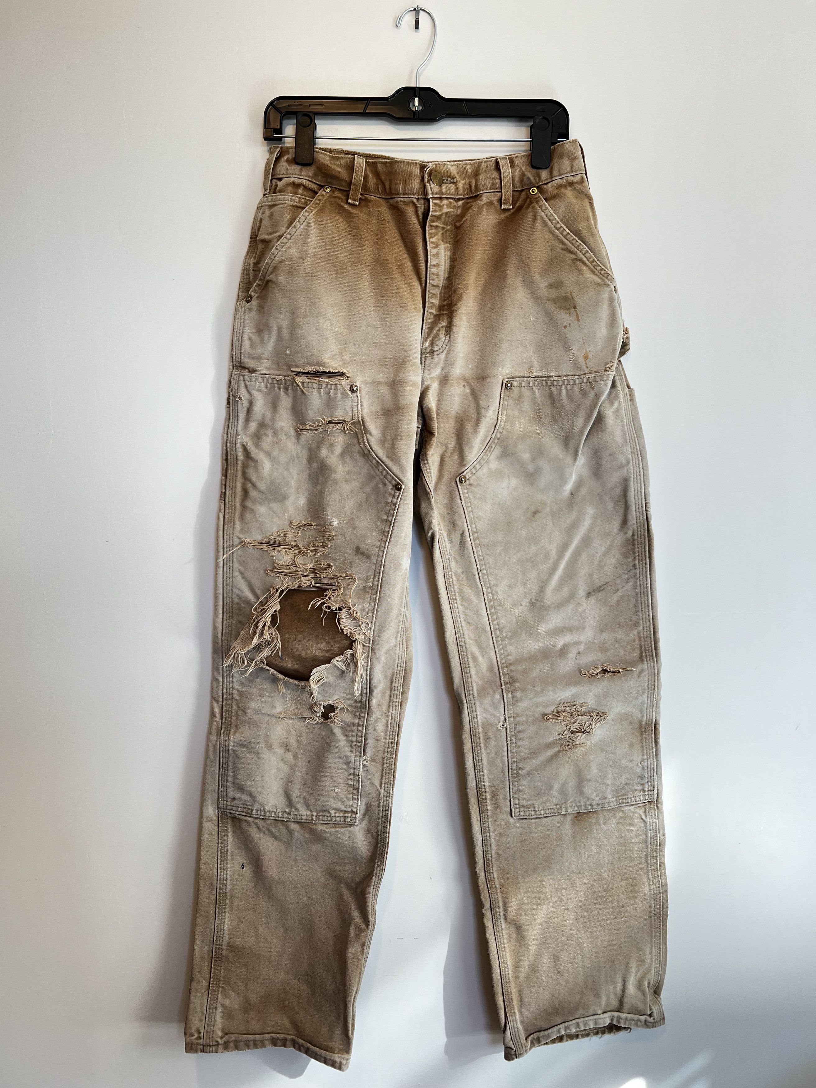 image of Vintage Carhartt Double Knee Pants in Faded Light Brown, Men's (Size 30)