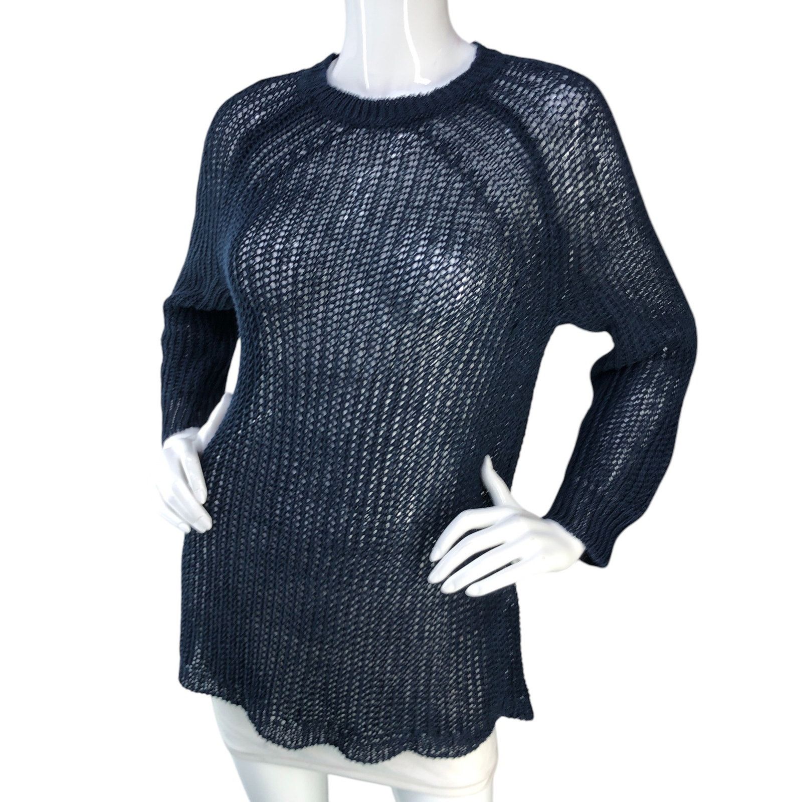 J.Crew J Crew Size S Sweater Relaxed Fit Linen Beach Open Knit Navy Size S / US 4 / IT 40 - 1 Thumbnail