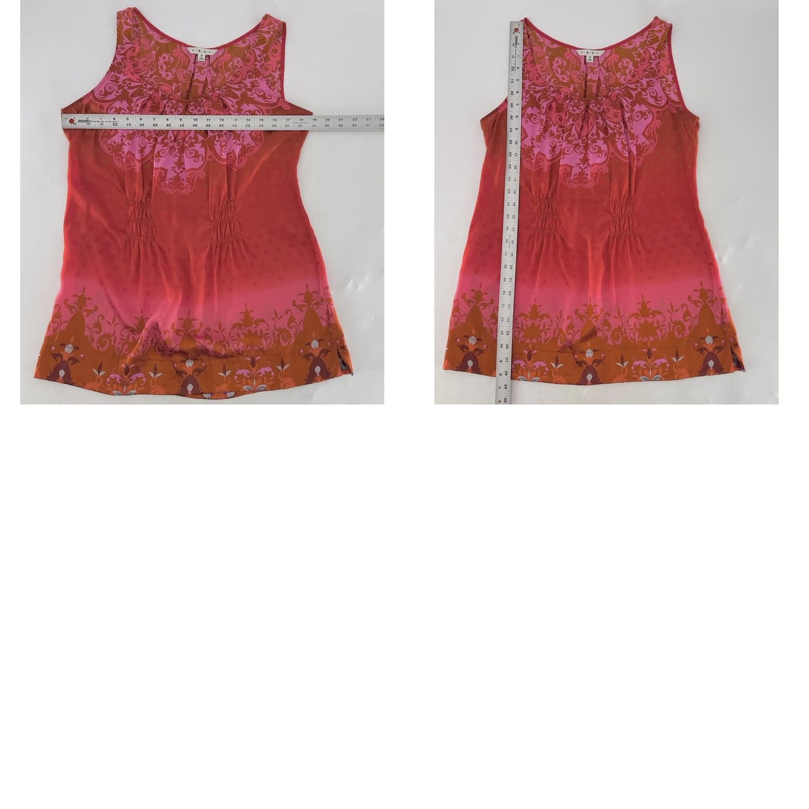 Vintage CAbi Top Womens M Red True Love Tank Sleeveless Floral Silk Pleated Preppy Size M / US 6-8 / IT 42-44 - 9 Thumbnail