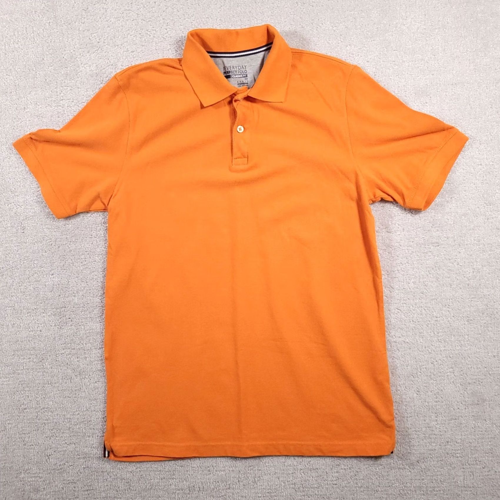 Basic Editions Basic Editions Polo Shirt Mens M Orange Classic Fit Golf Regular Short Sleeve Solid 100% Cotton Vintage No Size US M / EU 48-50 / 2 - 2 Thumbnail