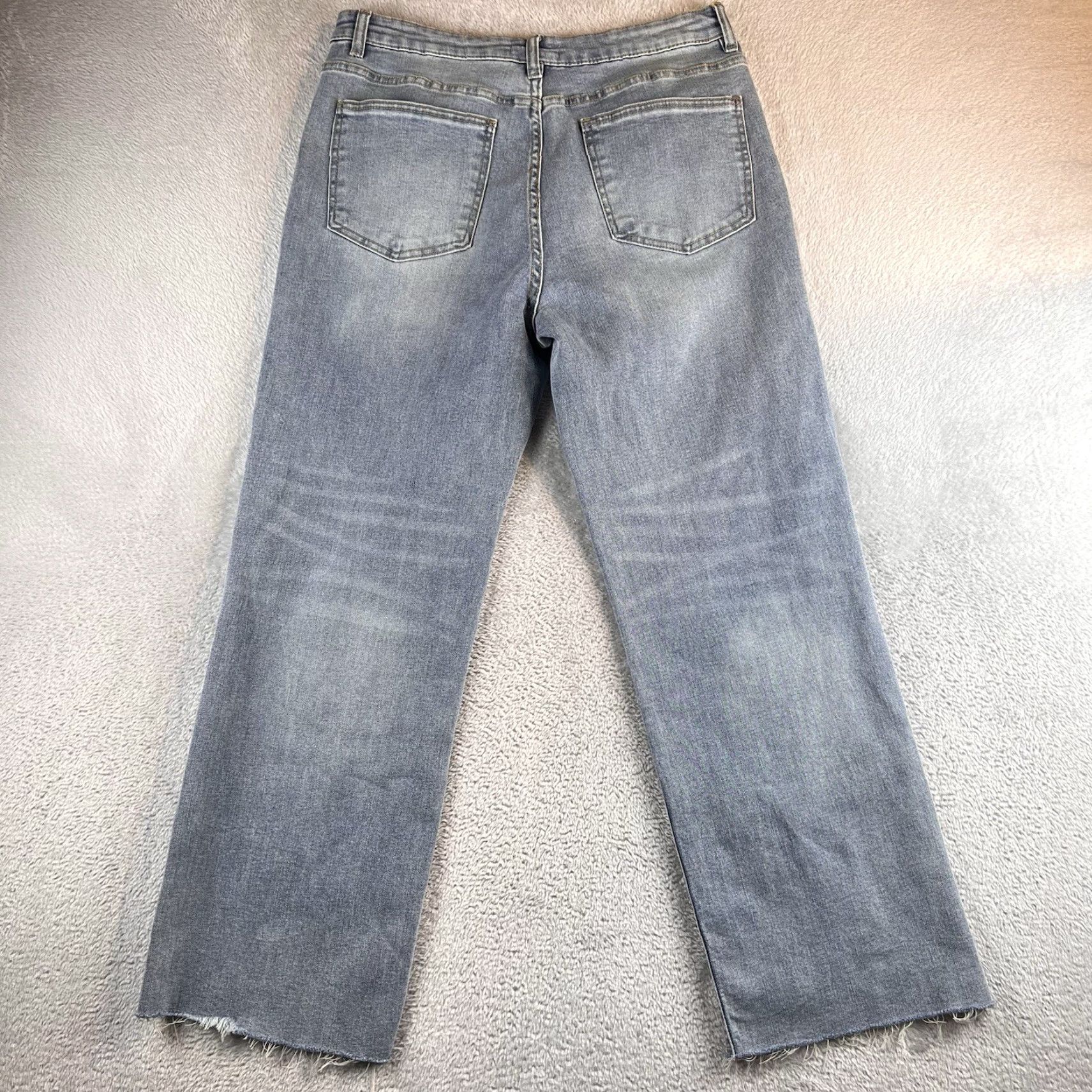 Vintage Oat Jeans Women's 30 High Rise Wide-Leg Raw Hem Denim Blue 32x28 Bohemian Grunge Hippie Relaxed Size 30" / US 8 / IT 44 - 2 Thumbnail