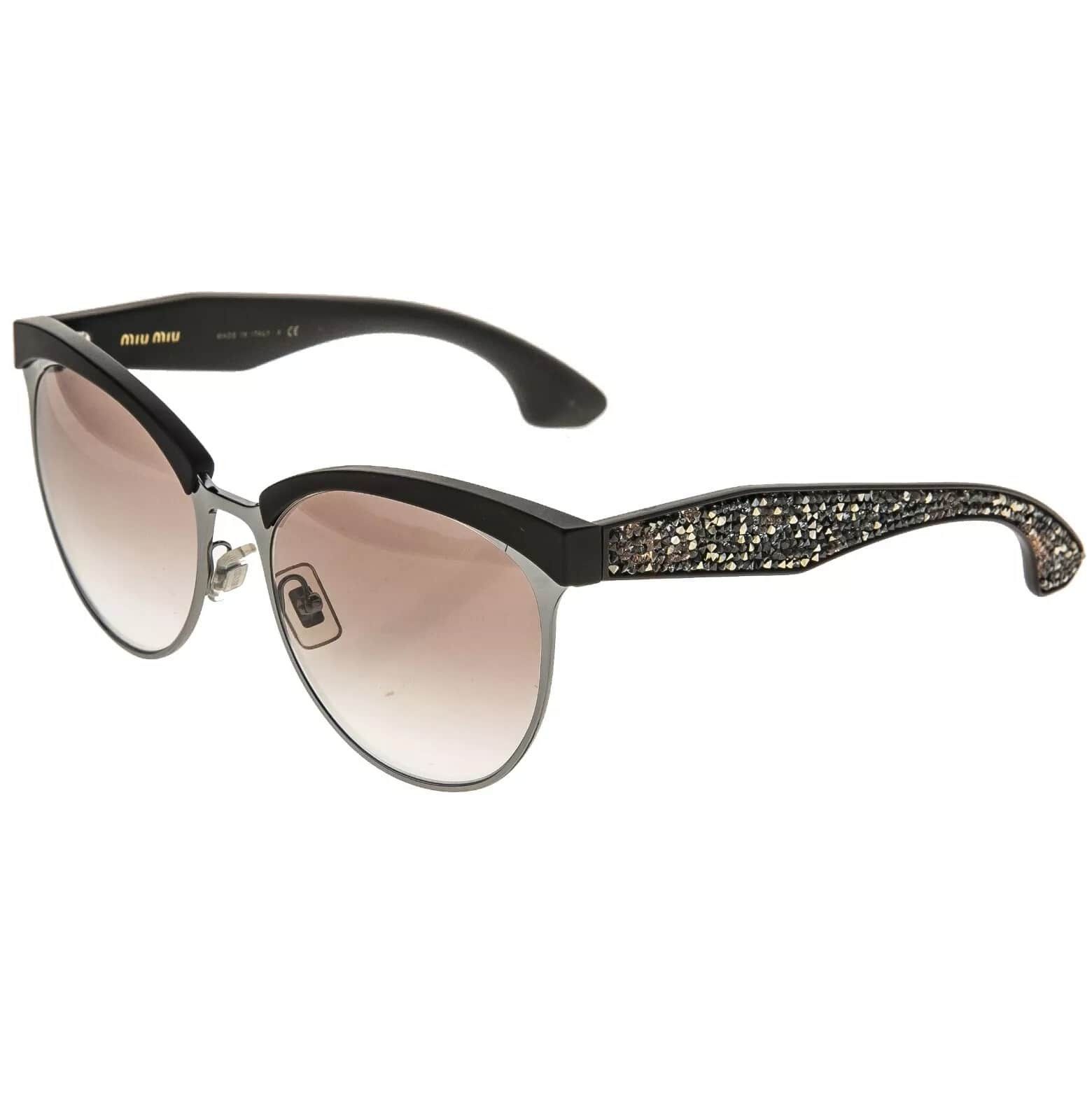 Miu Miu MIU MIU STARDUST 54Q Gray Brown Pave Stud Sunglasses MU54QS Size ONE SIZE - 9 Thumbnail