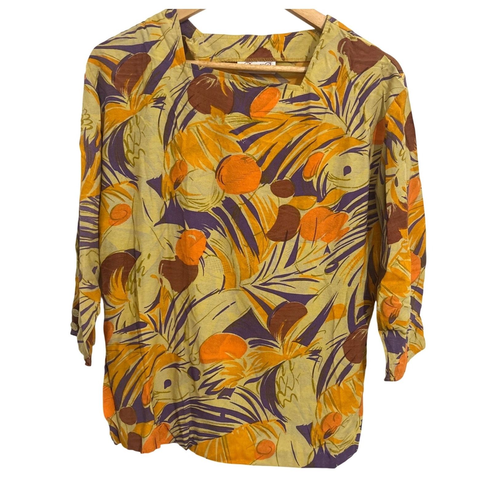 Vintage Vintage 1970 Danielle B Womens Tropical Cotton Blouse Size M / US 6-8 / IT 42-44 - 1 Thumbnail