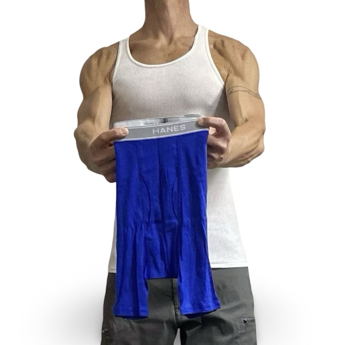 Hanes Hanes Blue / Gray Men’s Underwear Boxer Briefs Size Large Size 36 - 1 Thumbnail